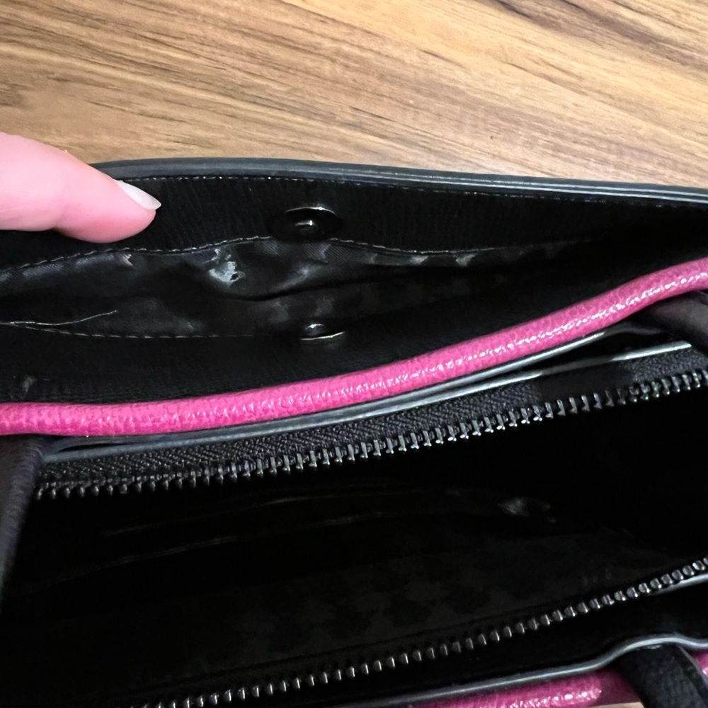 Karl Lagerfeld Paris Maybelle Satchel - Black and Cactus Pink - Picture 11 of 11